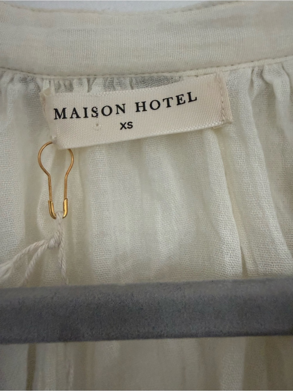 NWT Maison Hotel Blouse Lina Long Sleeve in Caribe Blue Cream Embroidered Floral - Picture 10 of 10